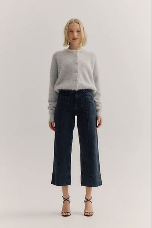 WORLD OF NOMADS Frankie Crew Cardigan - Light Grey Jumpers + Knitwear - Zabecca Living