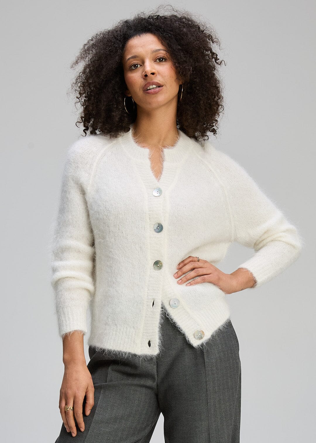 ZAKET & PLOVER Alpaca Cardi - White CARDIGAN - Zabecca Living