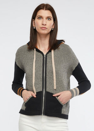 ZAKET & PLOVER Birdseye Hoodie - Black Combo Jumpers + Knitwear - Zabecca Living