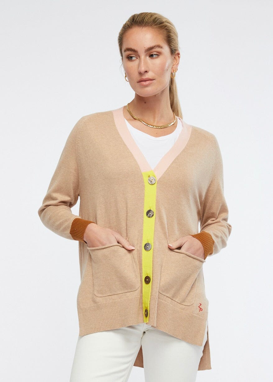 ZAKET & PLOVER College Cardi - Beige Combo CARDIGAN - Zabecca Living