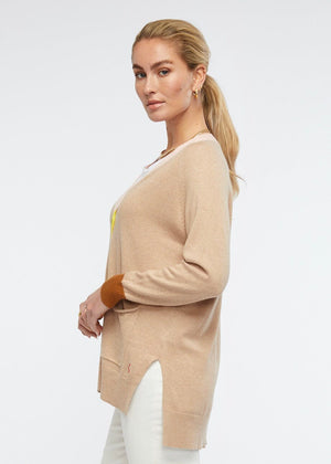 ZAKET & PLOVER College Cardi - Beige Combo CARDIGAN - Zabecca Living