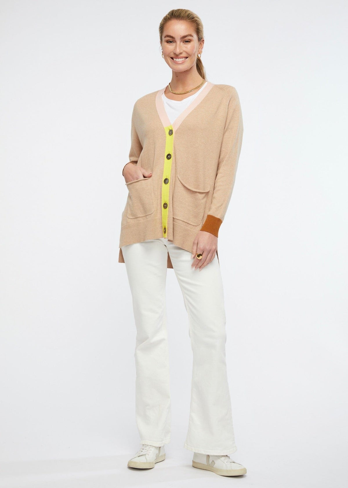 ZAKET & PLOVER College Cardi - Beige Combo CARDIGAN - Zabecca Living