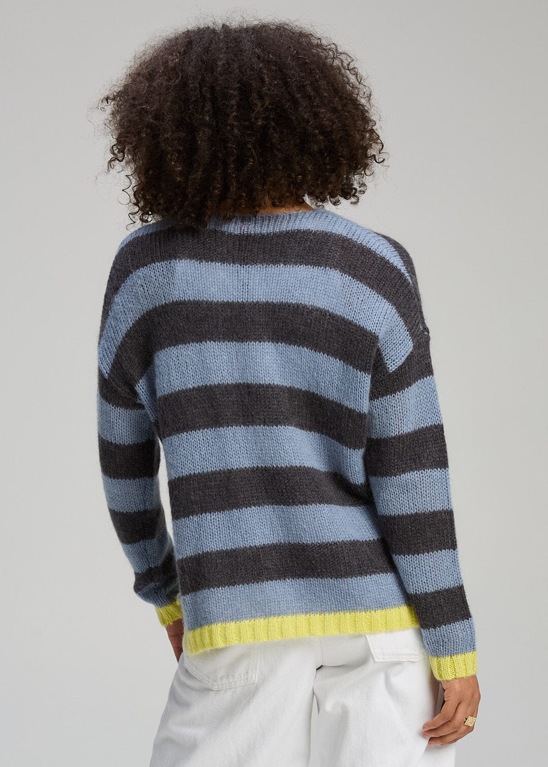 ZAKET & PLOVER Cozy Kid Stripe V - Mist Jumpers + Knitwear - Zabecca Living