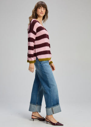 ZAKET & PLOVER Cozy Kid Stripe V - Sugar Plum Jumpers + Knitwear - Zabecca Living