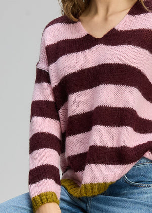 ZAKET & PLOVER Cozy Kid Stripe V - Sugar Plum Jumpers + Knitwear - Zabecca Living