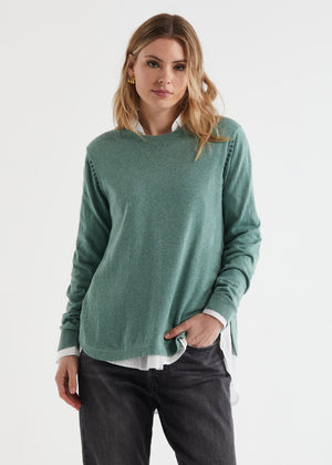 ZAKET & PLOVER Essential Shirt Bottom Knit - Moss Jumpers + Knitwear - Zabecca Living