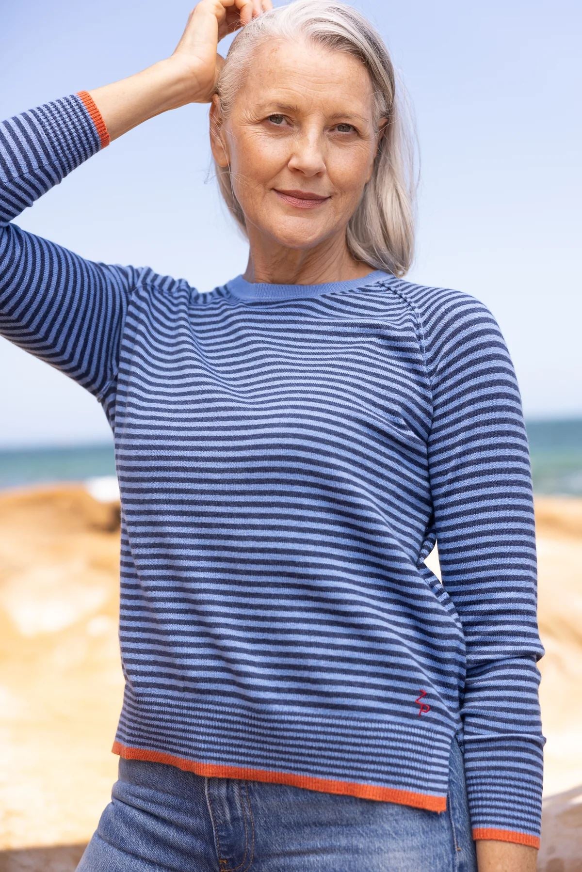 ZAKET & PLOVER Essential Stripe Crew - Chambray Combo Jumpers + Knitwear - Zabecca Living