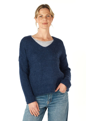 ZAKET & PLOVER Mohair V Jumper - Midnight Jumpers + Knitwear - Zabecca Living