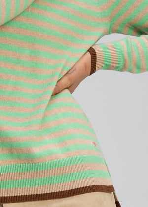 ZAKET & PLOVER Stripe V Essential - Oat Jumpers + Knitwear - Zabecca Living