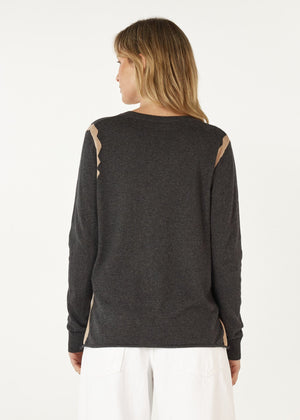 ZAKET & PLOVER Zest Intarsia V Jumper - Charcoal Jumpers + Knitwear - Zabecca Living