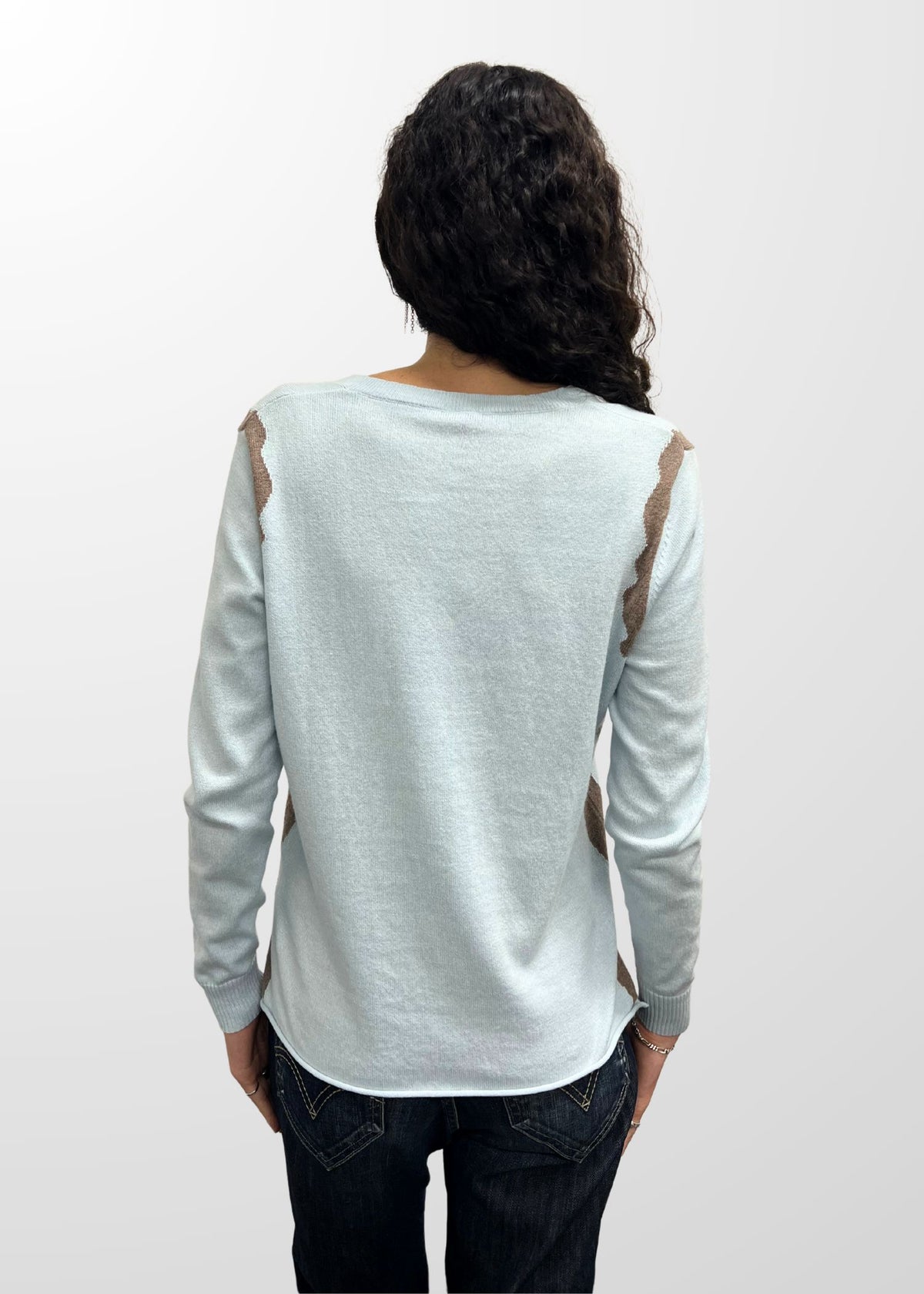 ZAKET & PLOVER Zest Intarsia V Jumper - Sea Jumpers + Knitwear - Zabecca Living