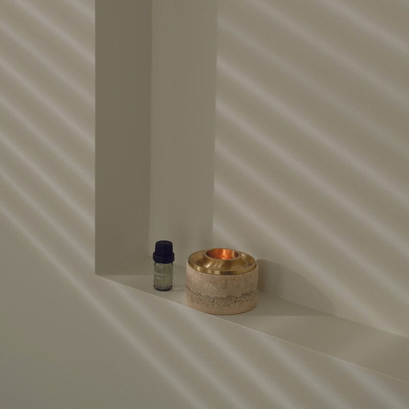 ADDITION STUDIO Asteroid Oil Burner - Stone Travertine ESSENTIAL OILS - Zabecca Living