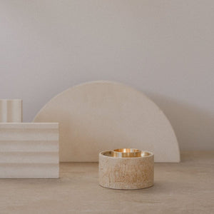 ADDITION STUDIO Asteroid Oil Burner - Stone Travertine ESSENTIAL OILS - Zabecca Living