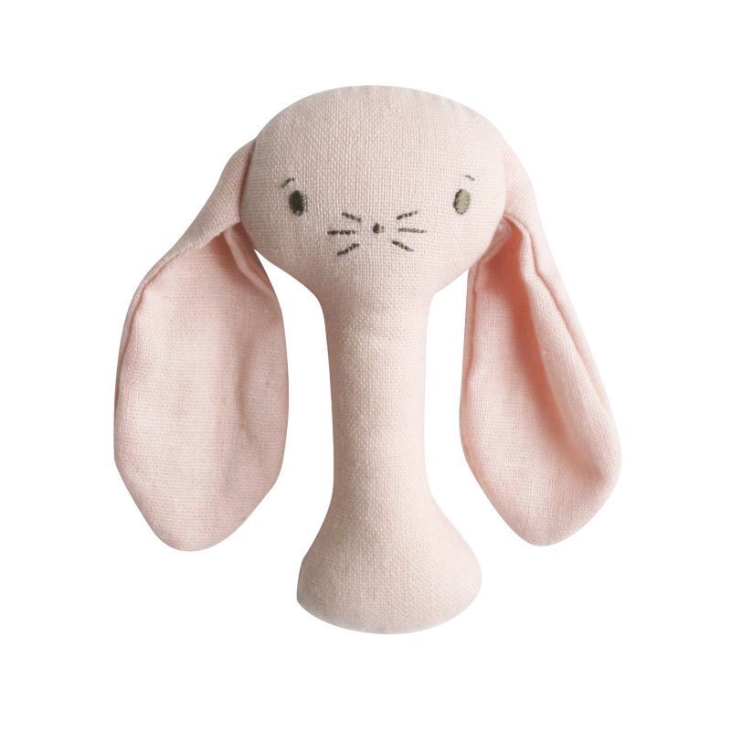 ALIMROSE Bobby Bunny Stick Rattle - Pink Linen BABY (0-12 Mths) - Zabecca Living