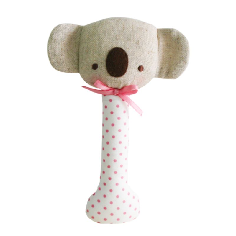 ALIMROSE Koala Stick Rattle - Pink Spot on Ivory BABY (0-12 Mths) - Zabecca Living