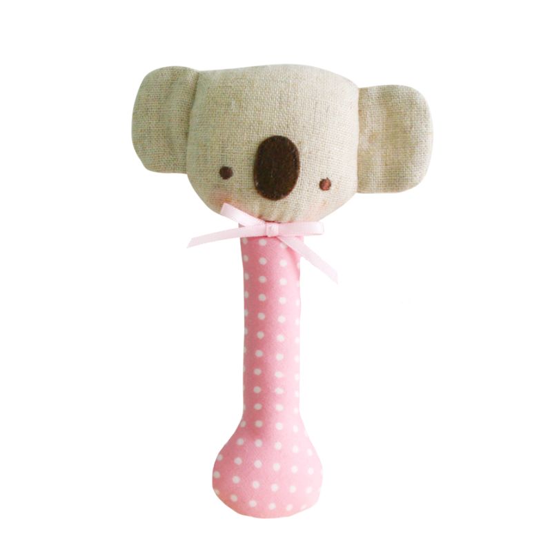 ALIMROSE Koala Stick Rattle - Pink With White Spot BABY (0-12 Mths) - Zabecca Living