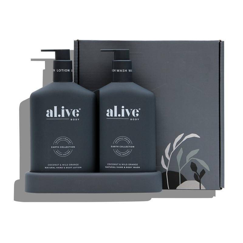 AL.IVE BODY Wash and Lotion Duo + Tray - Coconut and Wild Orange HAND AND BODY WASH - Zabecca Living