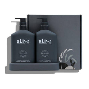 AL.IVE BODY Wash and Lotion Duo + Tray - Coconut and Wild Orange HAND AND BODY WASH - Zabecca Living