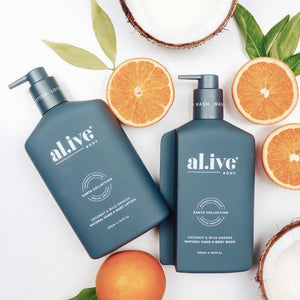 AL.IVE BODY Wash and Lotion Duo + Tray - Coconut and Wild Orange HAND AND BODY WASH - Zabecca Living