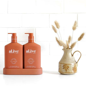 AL.IVE BODY Wash and Lotion Duo + Tray - Fig, Apricot and Sage HAND AND BODY WASH - Zabecca Living