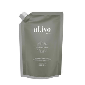 AL.IVE BODY Wash Refill - Green Pepper & Lotus HAND AND BODY WASH - Zabecca Living