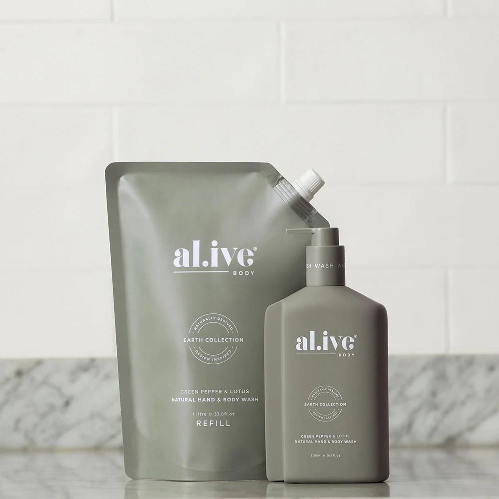 AL.IVE BODY Wash Refill - Green Pepper & Lotus HAND AND BODY WASH - Zabecca Living