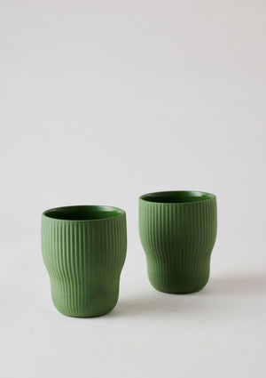 ANGUS & CELESTE Pigment Latte Cups Two Set - Forest COFFEE, TEA & DRINKS - Zabecca Living