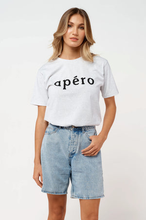 APERO Beaded Tee - Grey Marle / Black Tee - Zabecca Living