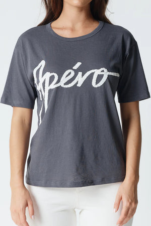 APERO Lumi Mixed Bead Femme Tee - Charcoal/White Bead Tees - Zabecca Living