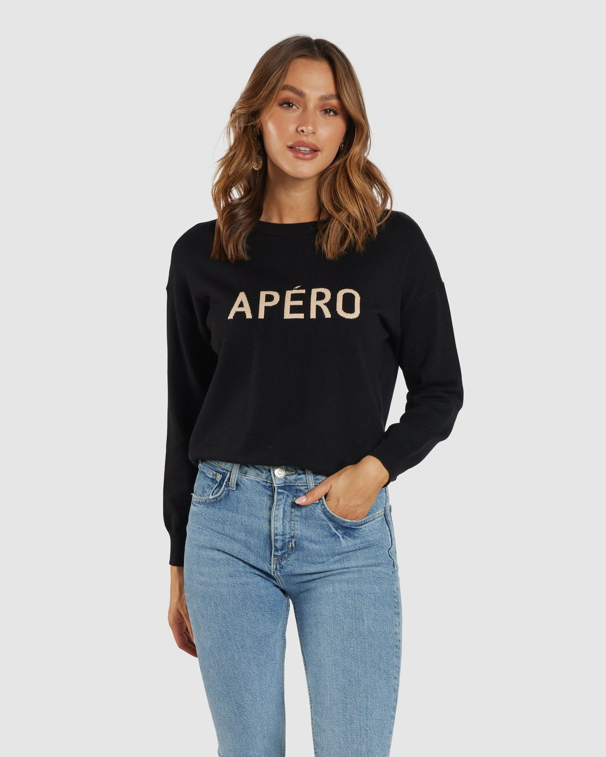 APERO The Perfect Knit Jumper - Black / Beige Jumpers + Knitwear - Zabecca Living