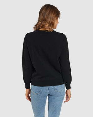 APERO The Perfect Knit Jumper - Black / Beige Jumpers + Knitwear - Zabecca Living