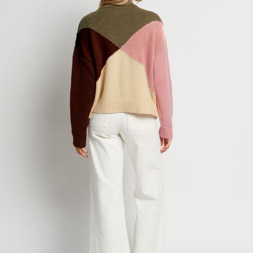 APERO Vivienne Knit Jumper - Cream, Green, Pink, Brown SWEATER - Zabecca Living