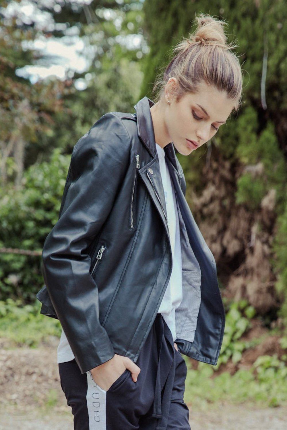 BANDE Leather Biker Jacket - Black Jackets + Coats - Zabecca Living