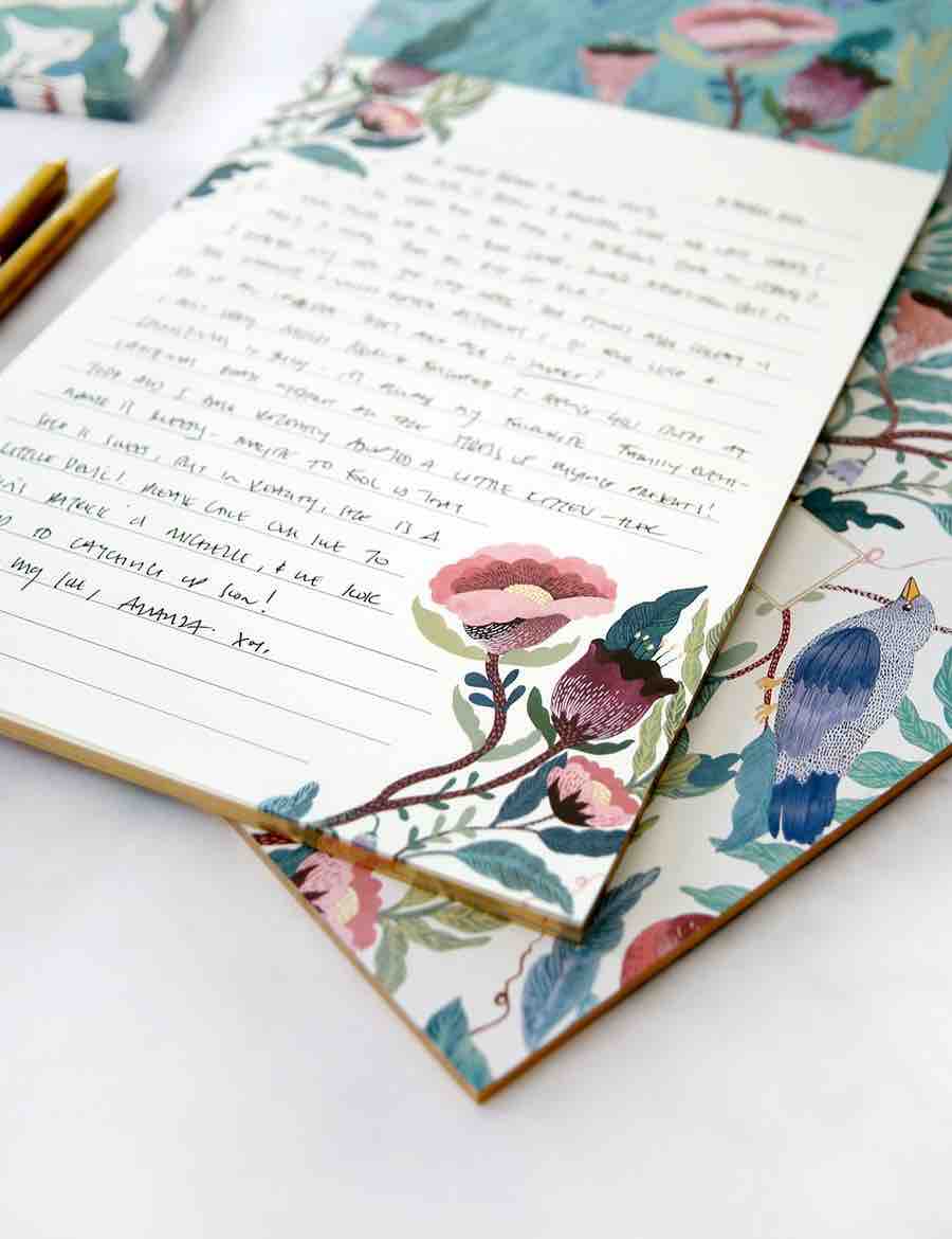 BESPOKE LETTERPRESS Blomstra A4 Writing Pad - Bird Twig Notebooks - Zabecca Living