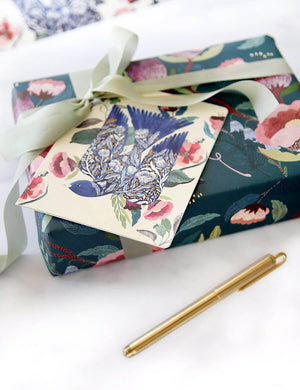 BESPOKE LETTERPRESS - Blomstra Blue Bird Blank Card - Zabecca Living