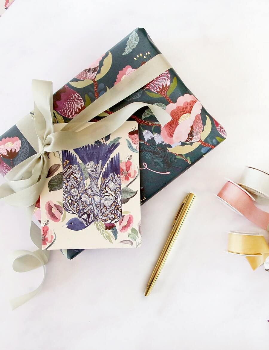 BESPOKE LETTERPRESS - Blomstra Blue Bird Blank Card - Zabecca Living