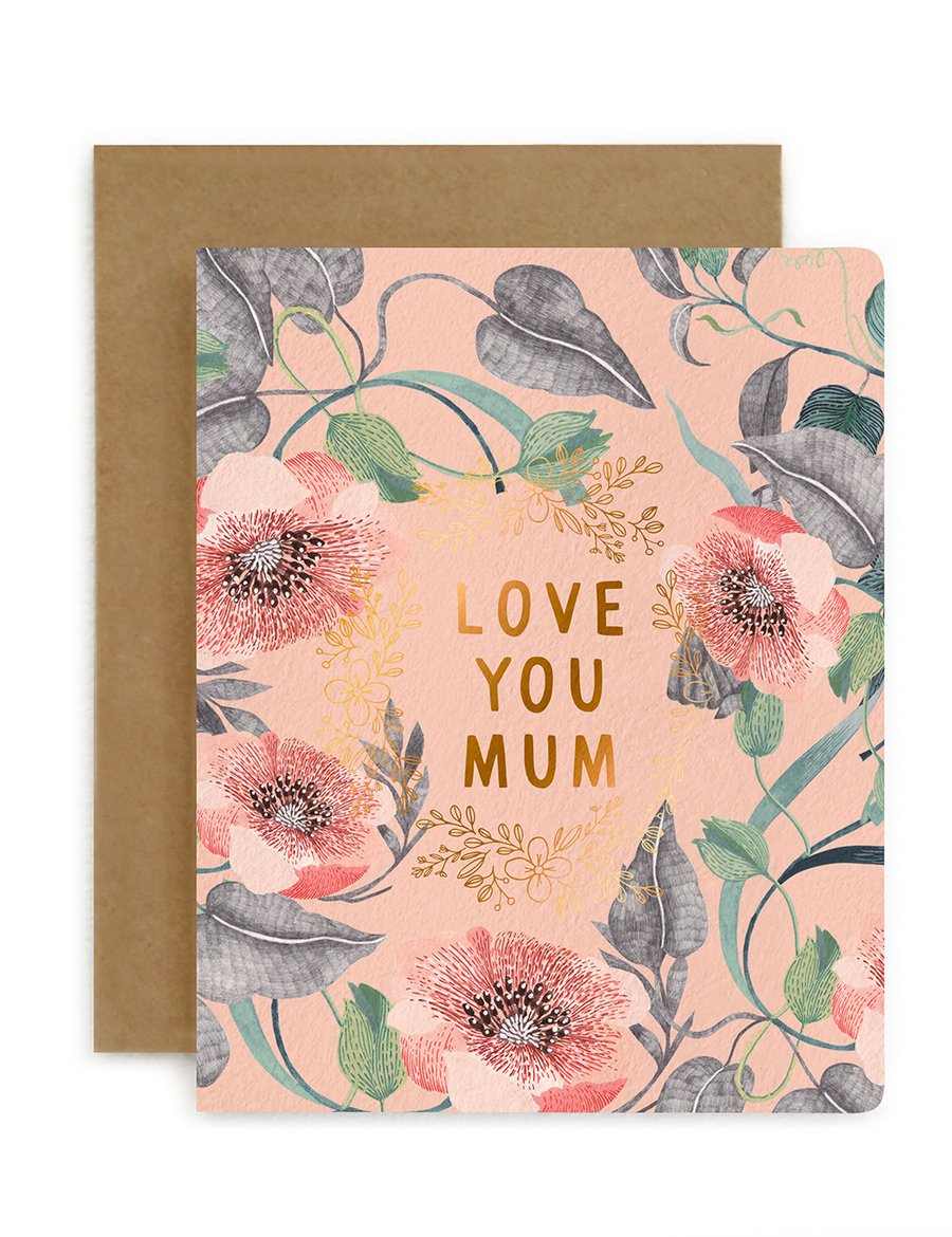 BESPOKE LETTERPRESS - Blomstra Love You Mum Mother's Day Card - Zabecca Living
