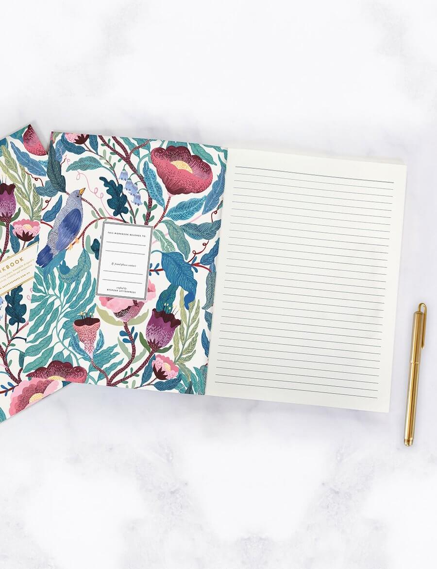 BESPOKE LETTERPRESS Blomstra Workbook- Bird Twig Notebooks - Zabecca Living