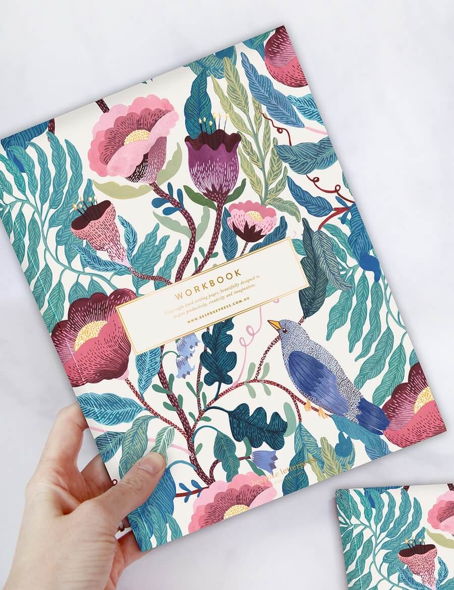 BESPOKE LETTERPRESS Blomstra Workbook- Bird Twig Notebooks - Zabecca Living