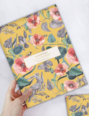 BESPOKE LETTERPRESS Blomstra Workbook - Hare and Butterfly Notebooks - Zabecca Living