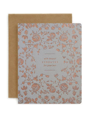 BESPOKE LETTERPRESS - Botanical With Sympathy Sympathy Card - Zabecca Living