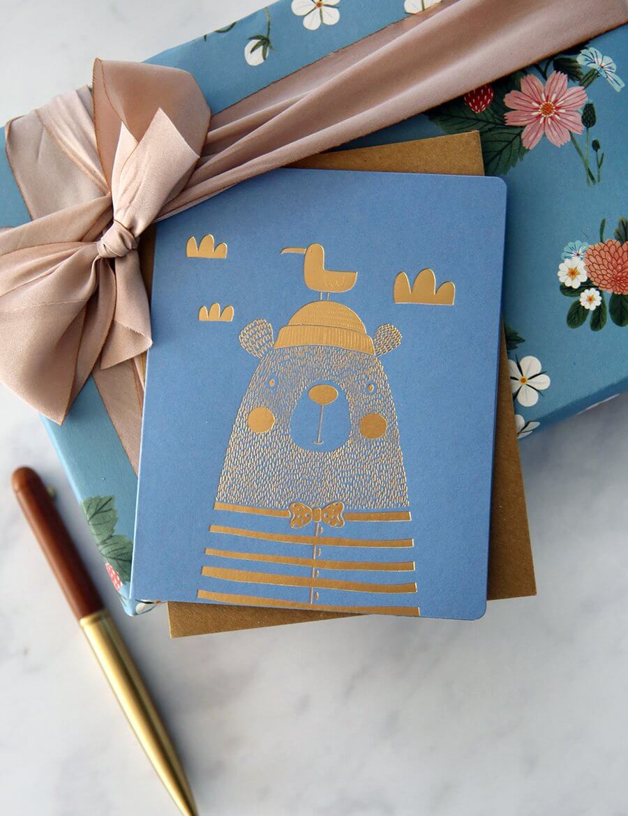 BESPOKE LETTERPRESS - Boy Bear Baby Card - Zabecca Living
