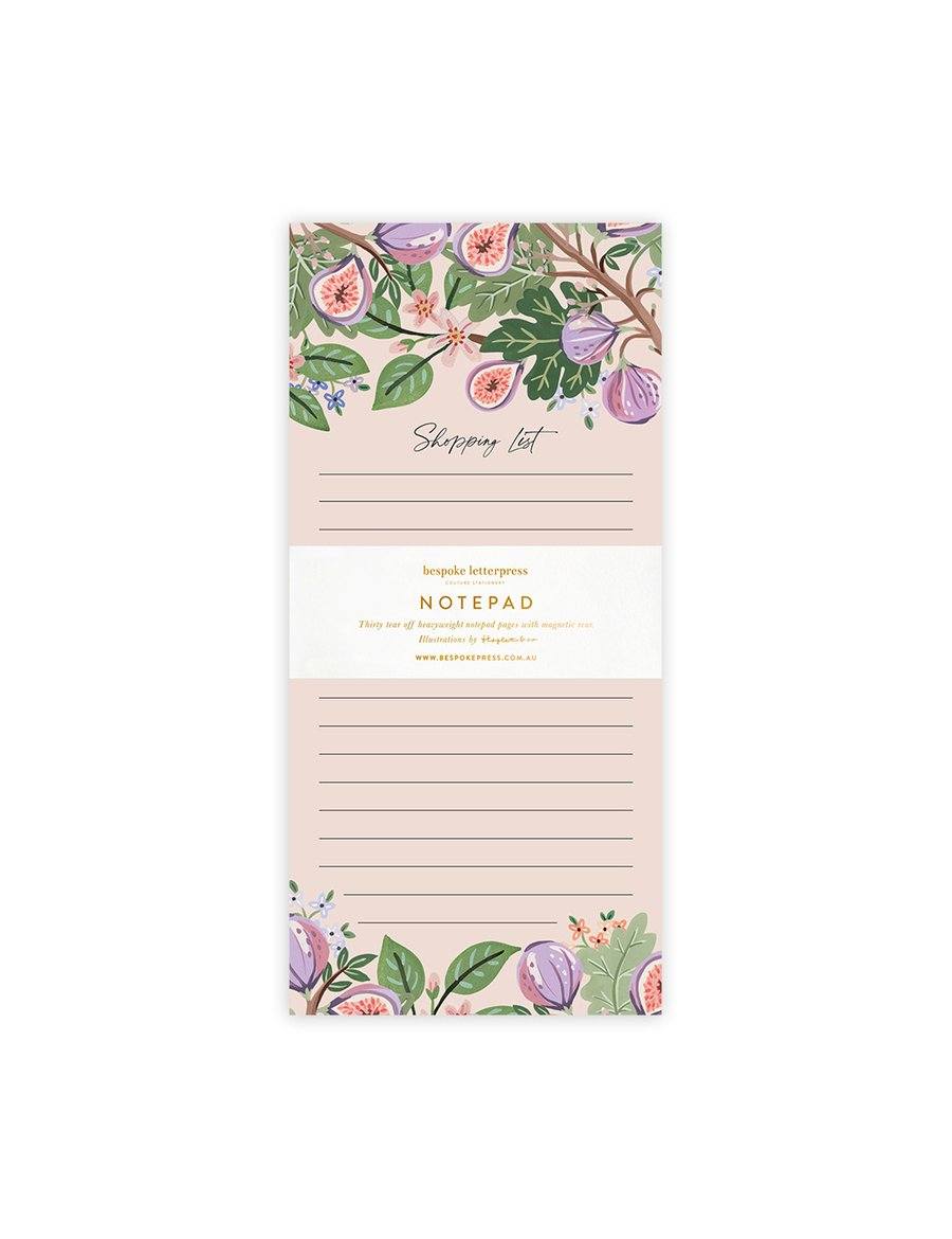 BESPOKE LETTERPRESS DL Fig Notepad - Shopping List Notebooks - Zabecca Living