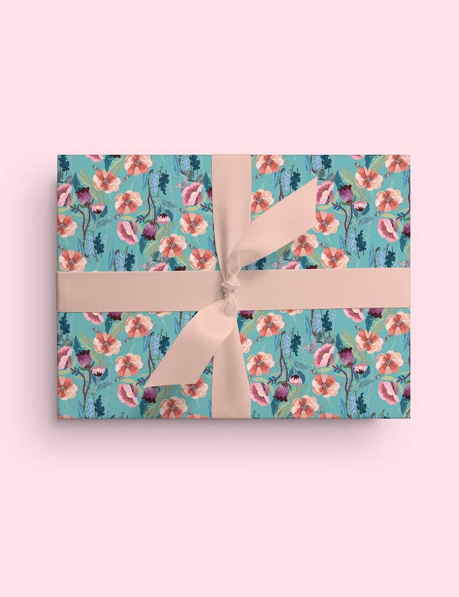 BESPOKE LETTERPRESS Double Sided Gift Wrap - Hare - Butterfly Gift Wrap - Zabecca Living