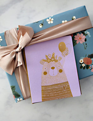 BESPOKE LETTERPRESS - Girl Bear Baby Card - Zabecca Living