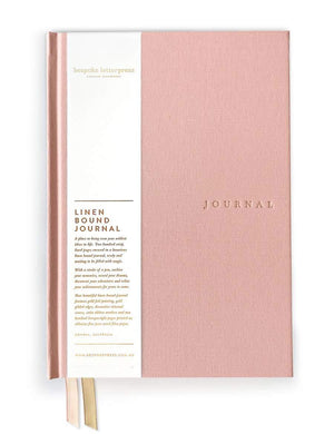 BESPOKE LETTERPRESS Linen Bound Journal - Blush Notebooks - Zabecca Living