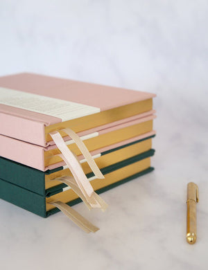 BESPOKE LETTERPRESS Linen Bound Journal - Blush Notebooks - Zabecca Living
