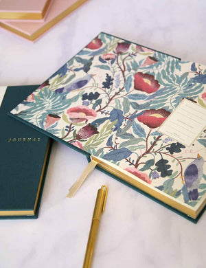 BESPOKE LETTERPRESS Linen Bound Journal - Teal Notebooks - Zabecca Living