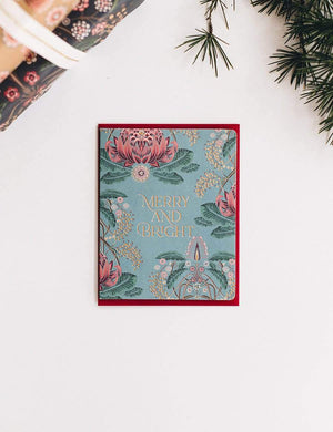 BESPOKE LETTERPRESS Merry and Bright Christmas Card - Zabecca Living