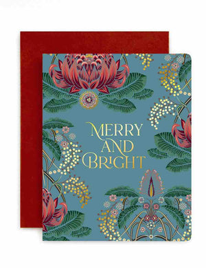 BESPOKE LETTERPRESS Merry and Bright Christmas Card - Zabecca Living